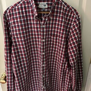 Old Navy Red and White Plaid Casual Shirt
